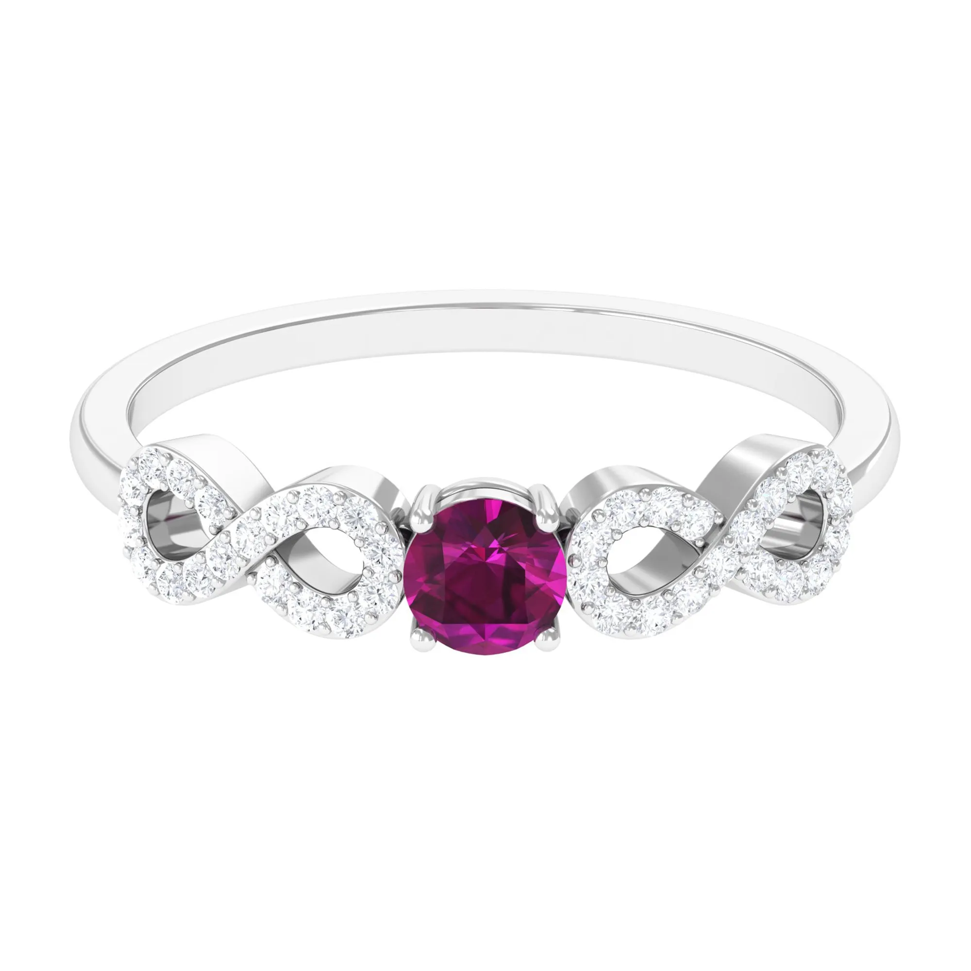 0.50 CT Solitaire Rhodolite Infinity Ring with Diamond