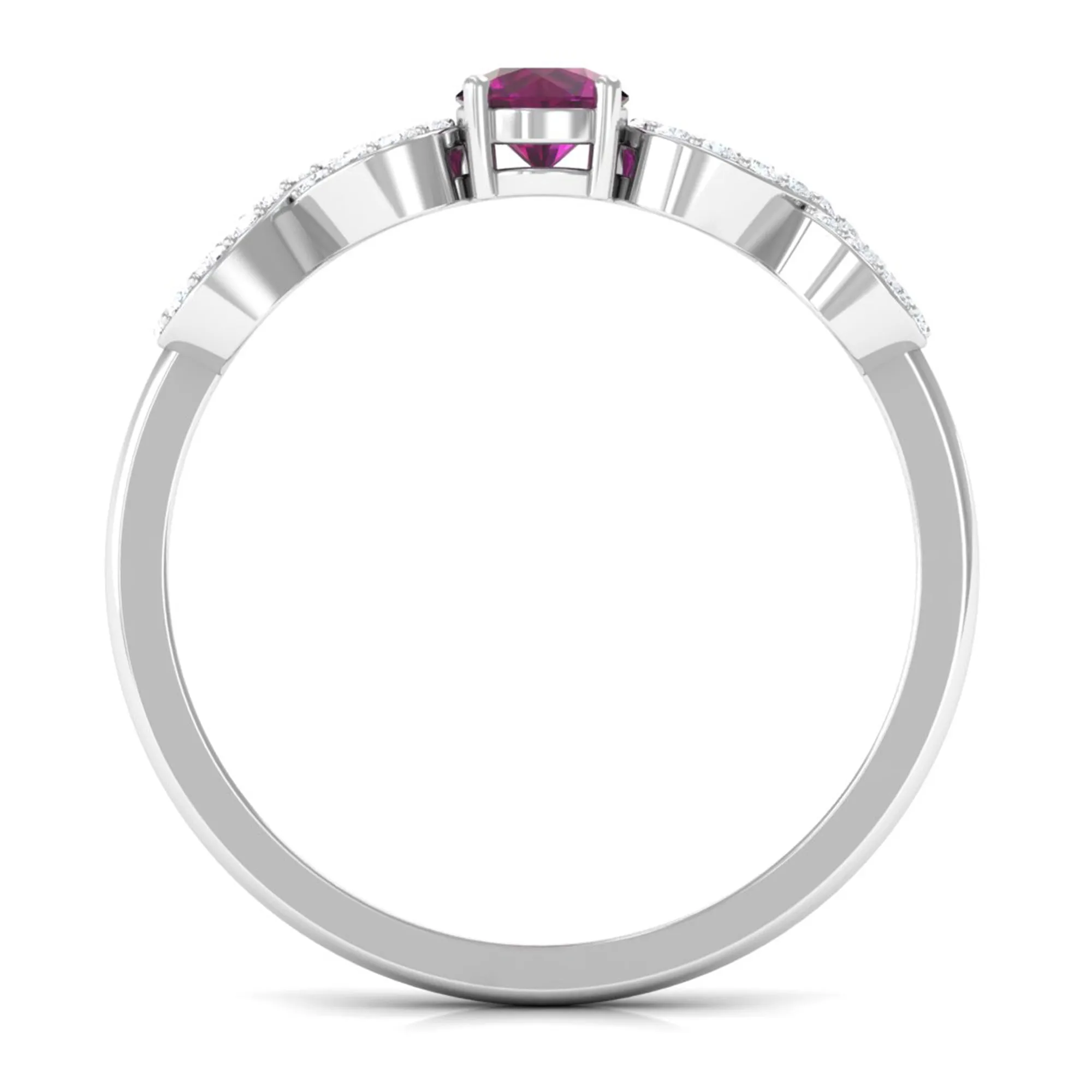 0.50 CT Solitaire Rhodolite Infinity Ring with Diamond