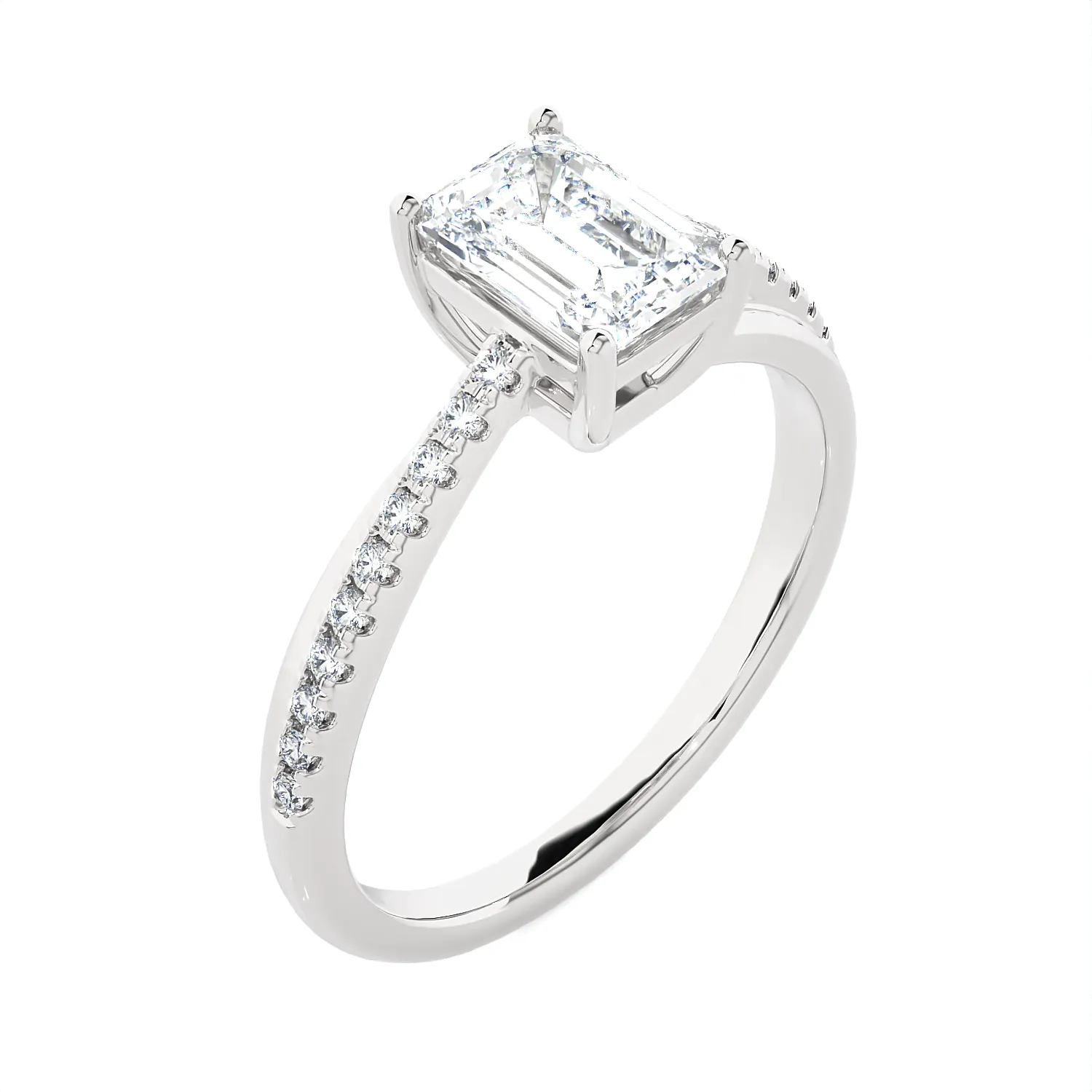 1 1/5 ctw Emerald-Cut Lab Grown Diamond Solitaire Engagement Ring