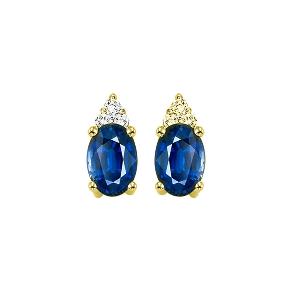 10Kt Yellow Gold Diamond 1/20Ctw & Sapphire 1/4Ctw Earring