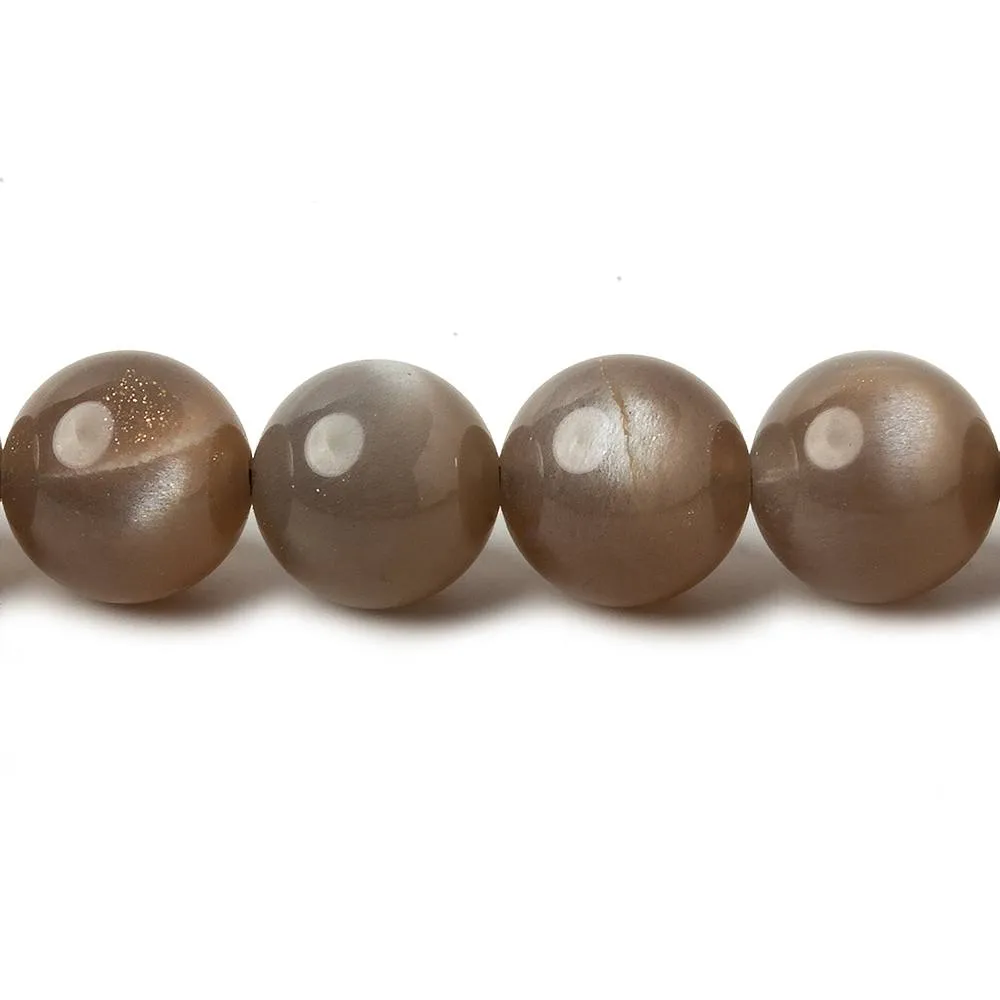 10mm A Grade Grey & Brown Moonstone Plain Rounds 16 inch 41 beads