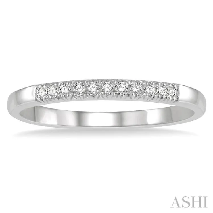 1/10 ctw 11Stones Round Cut Diamond Wedding Band in 14K White Gold