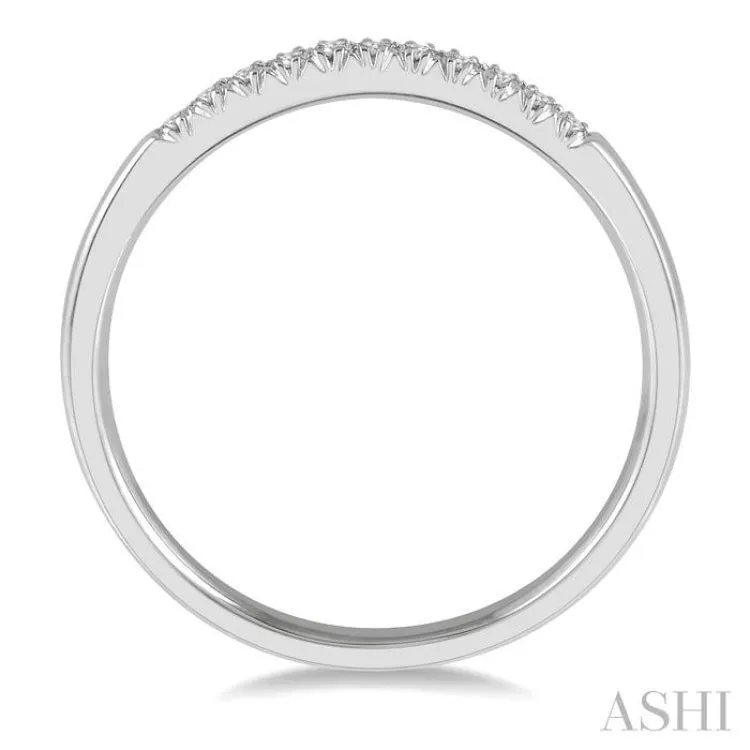 1/10 ctw 11Stones Round Cut Diamond Wedding Band in 14K White Gold