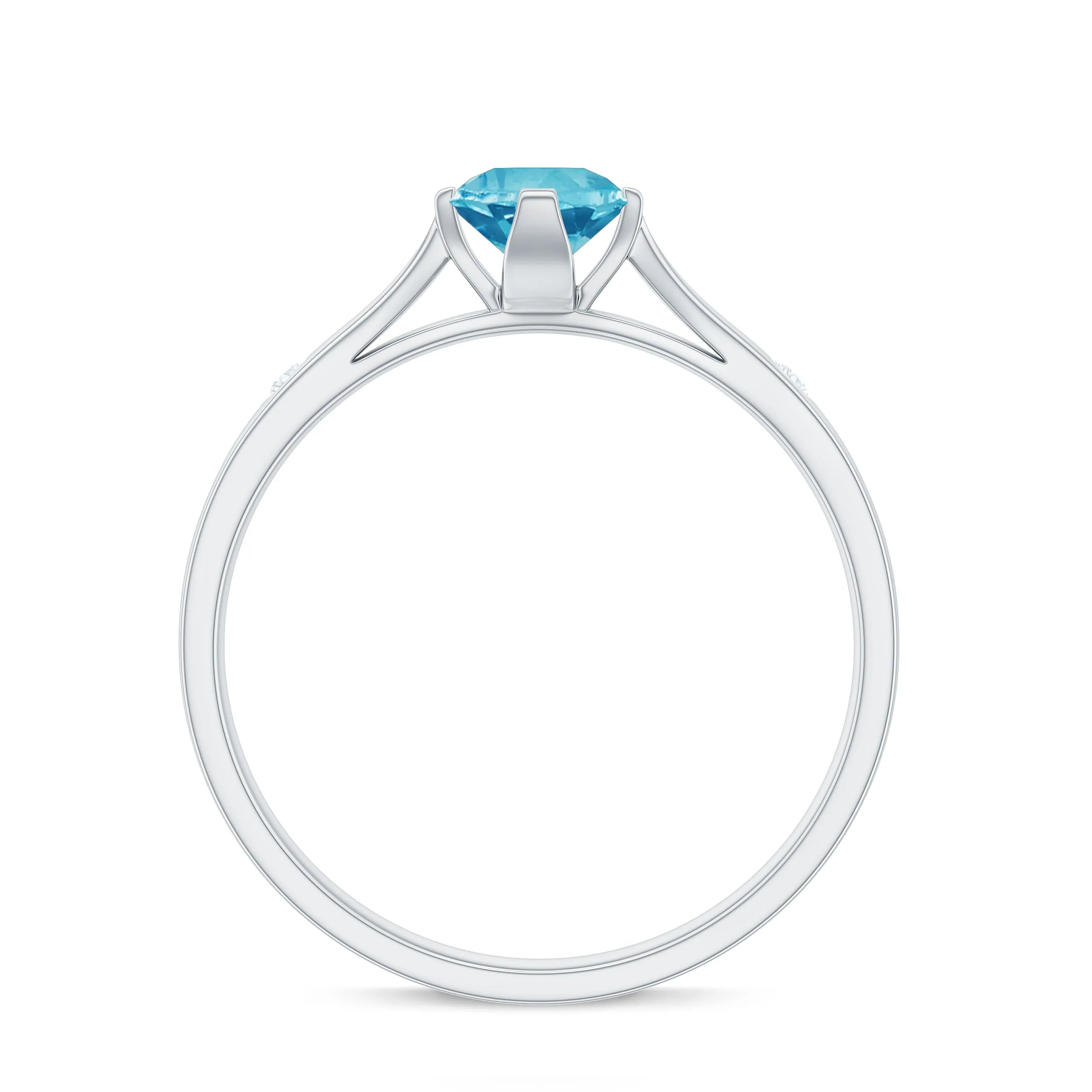 1/2 CT Solitaire Ring with Swiss Blue Topaz and Diamond for Her