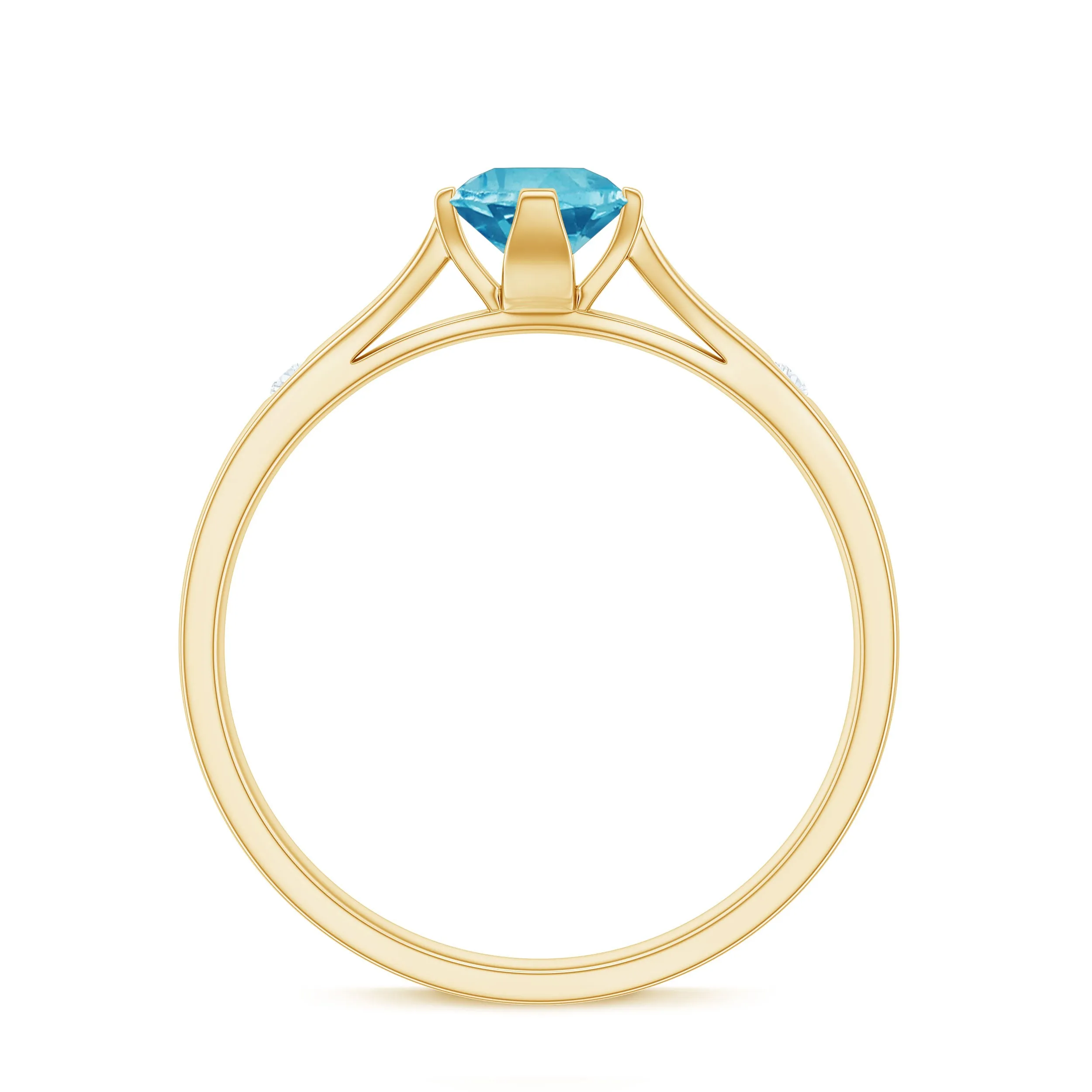 1/2 CT Solitaire Ring with Swiss Blue Topaz and Diamond for Her