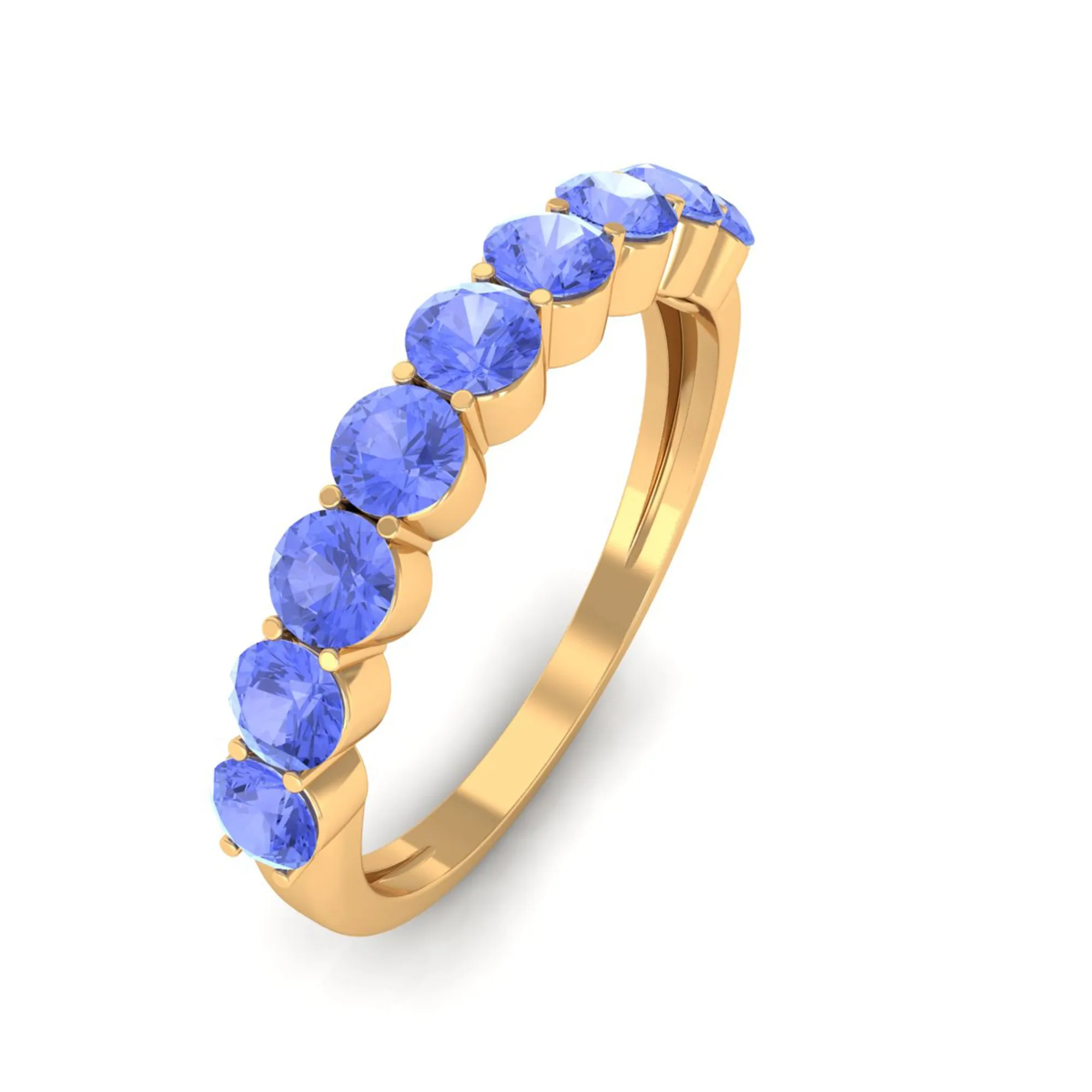 1.25 CT Natural Tanzanite Semi Eternity Ring in Gold