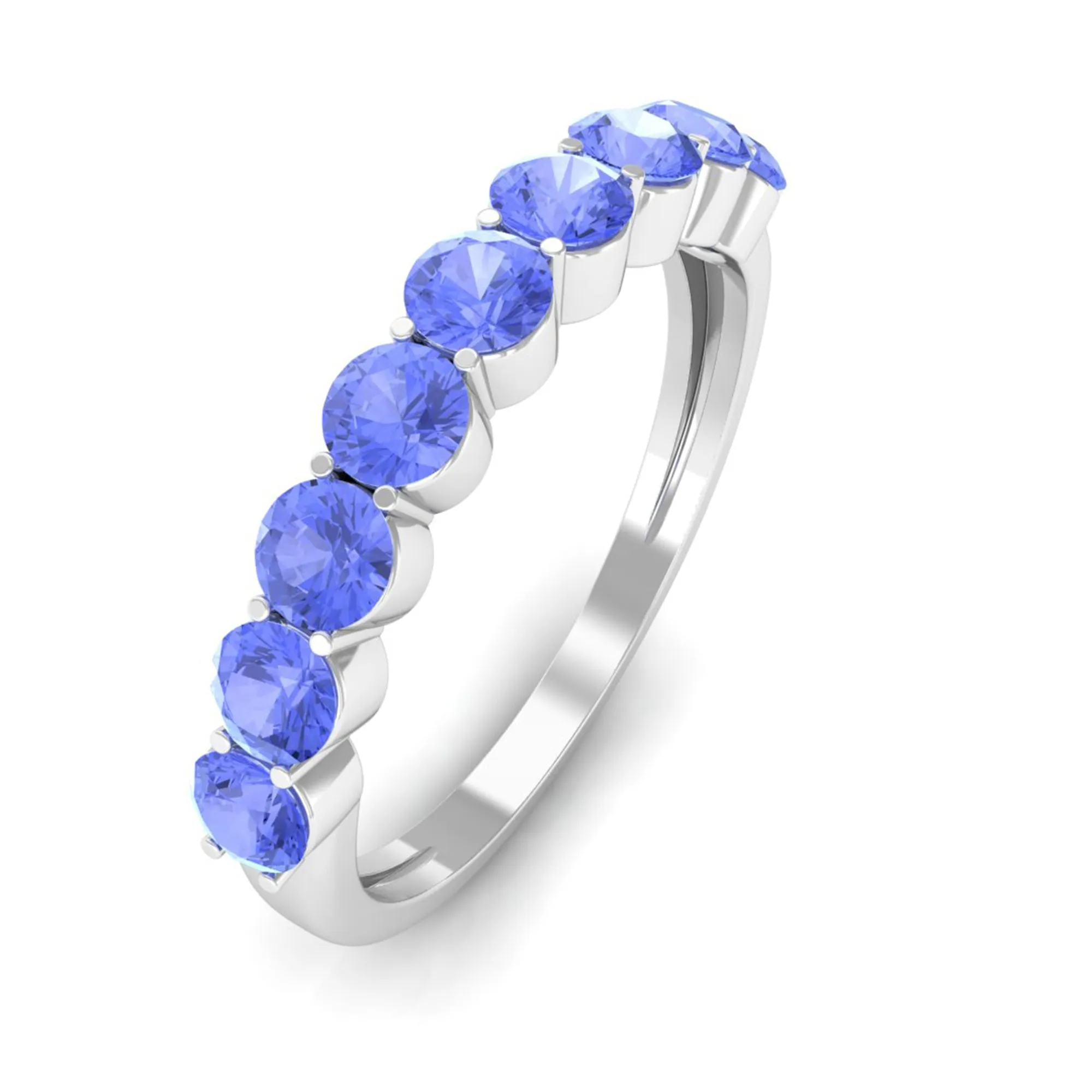 1.25 CT Natural Tanzanite Semi Eternity Ring in Gold