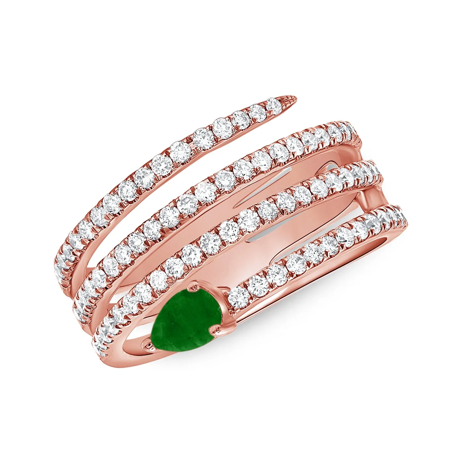 14K Gold Emerald & Diamond Wrap Ring