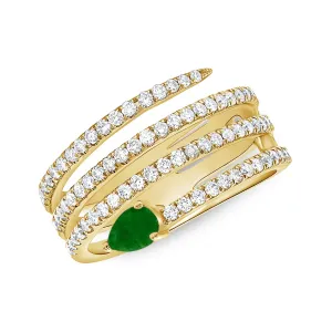 14K Gold Emerald & Diamond Wrap Ring