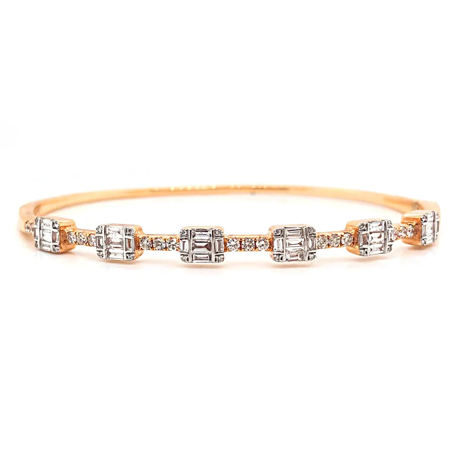 14k Rose Gold Diamond Bangle