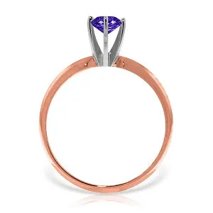 14K Solid Rose Gold Solitaire Ring Natural Purple Amethyst Gemstone