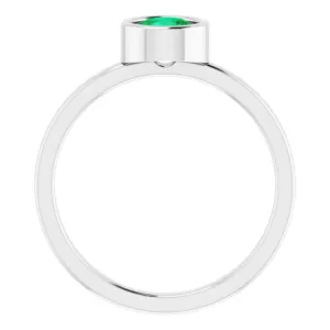 14K White 5.5 mm Natural Emerald Ring