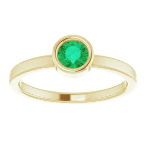 14K Yellow 4.5 mm Natural Emerald Ring