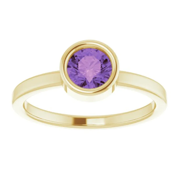 14K Yellow 5.5 mm Natural Amethyst Ring