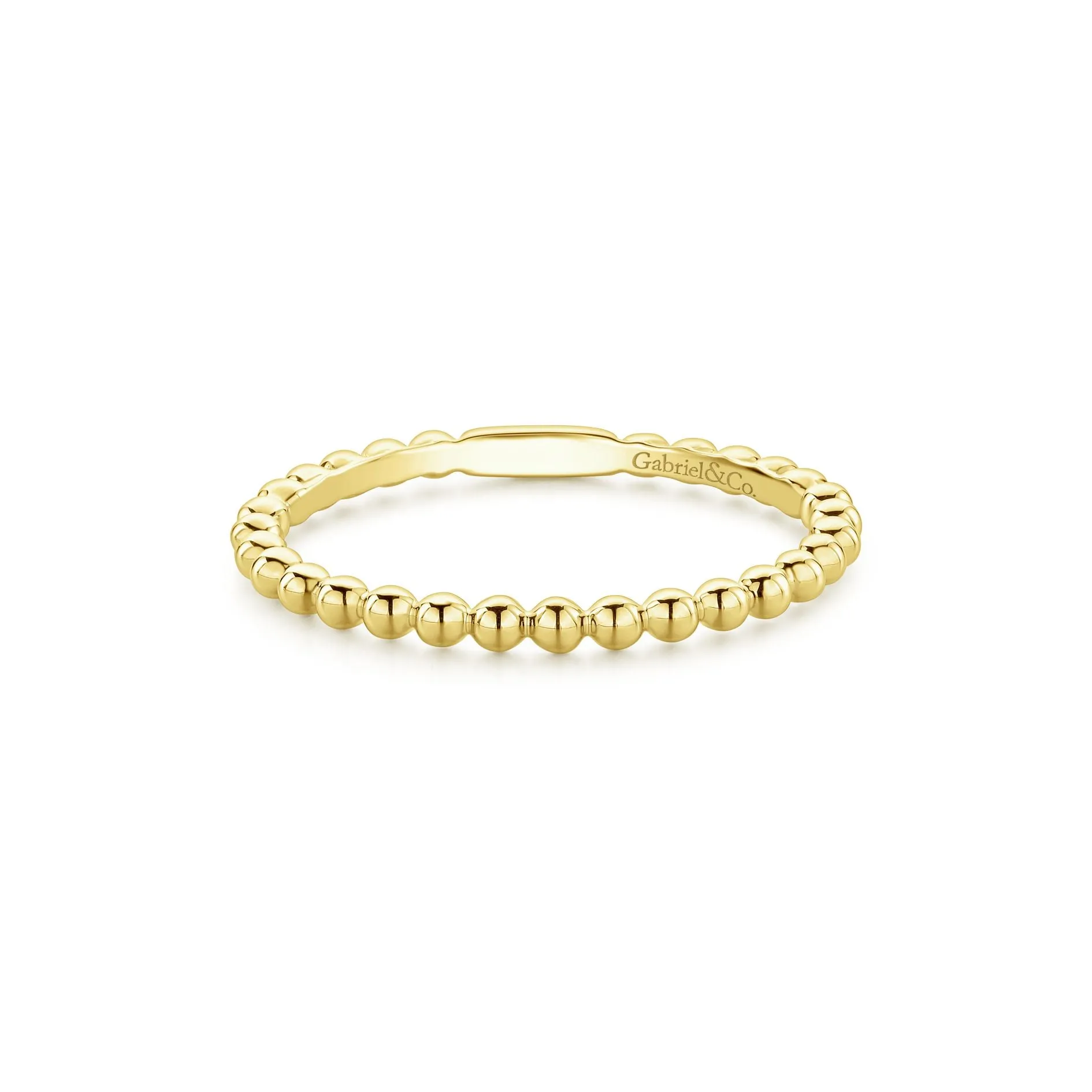 14K Yellow Gold Beaded Stackable Band