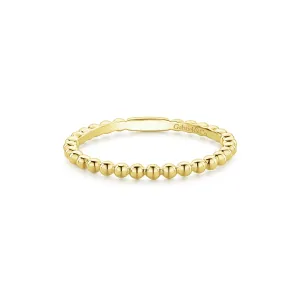 14K Yellow Gold Beaded Stackable Band