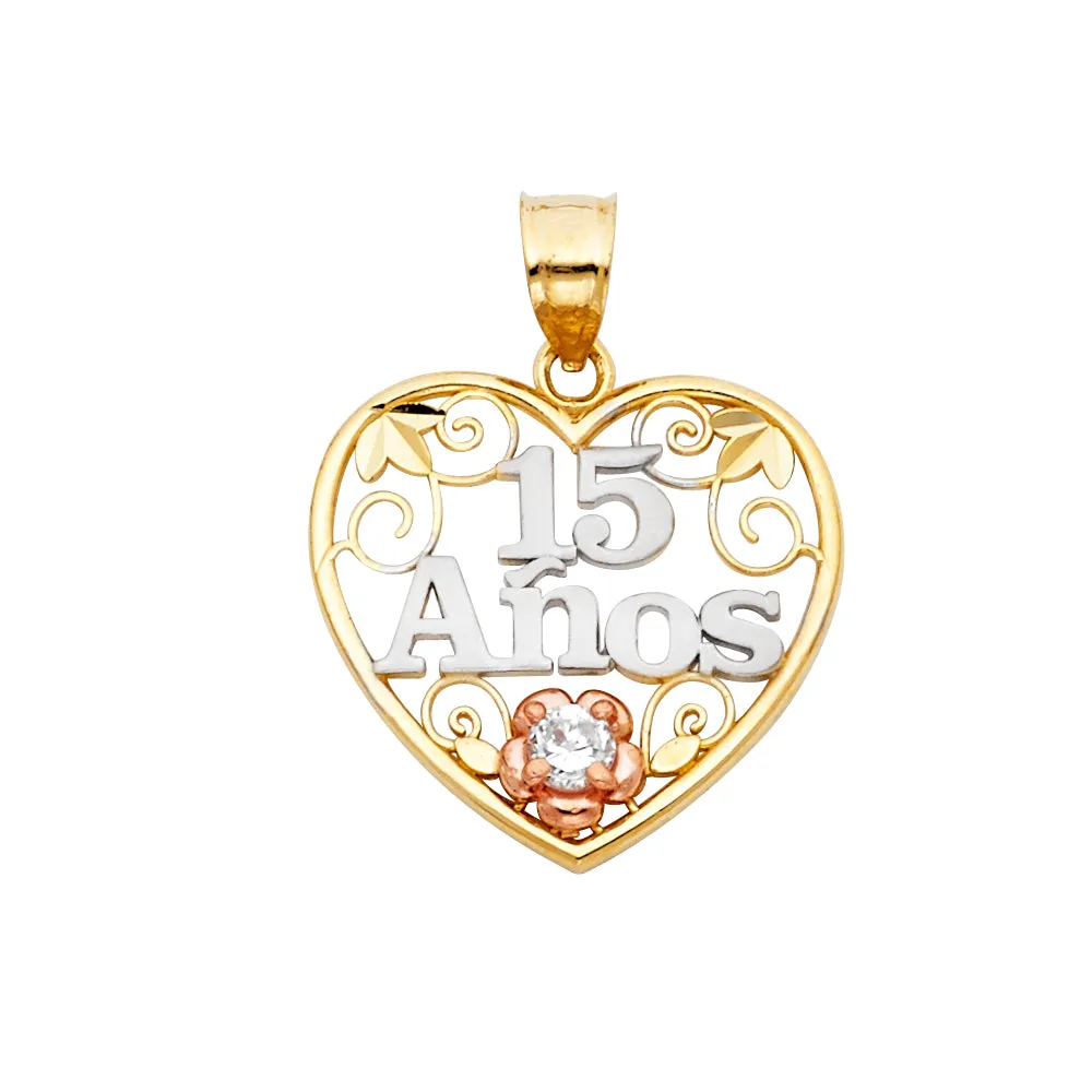 14KT 15 YEARS HEART PENDANT