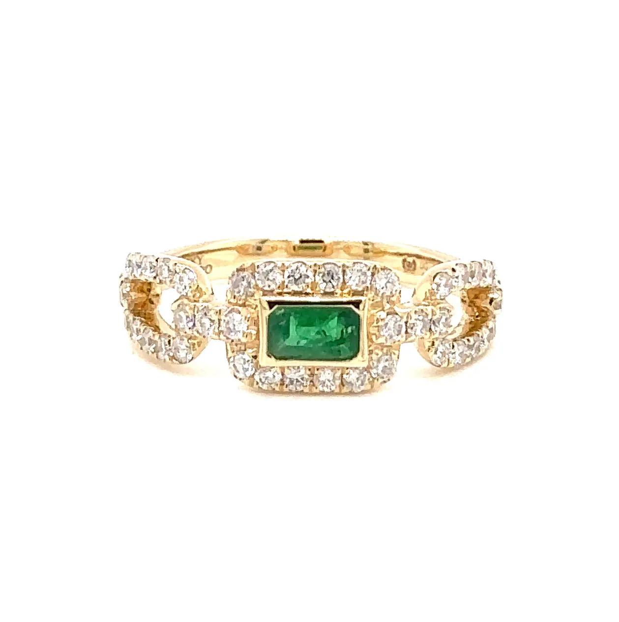 14KY Custom Emerald & Diamond Fashion Ring