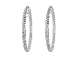 18k White Gold 5ct Oval Hoop Diamond Earrings