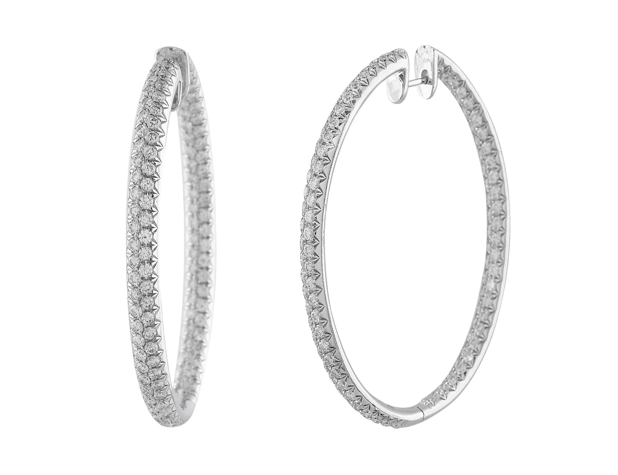 18k White Gold 5ct Oval Hoop Diamond Earrings