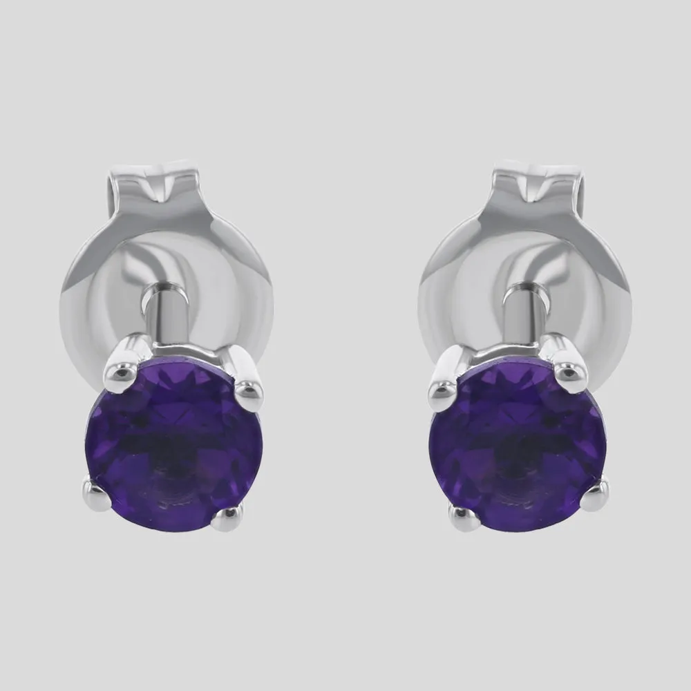 18K White Gold Amethyst Studs