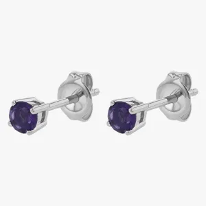 18K White Gold Amethyst Studs