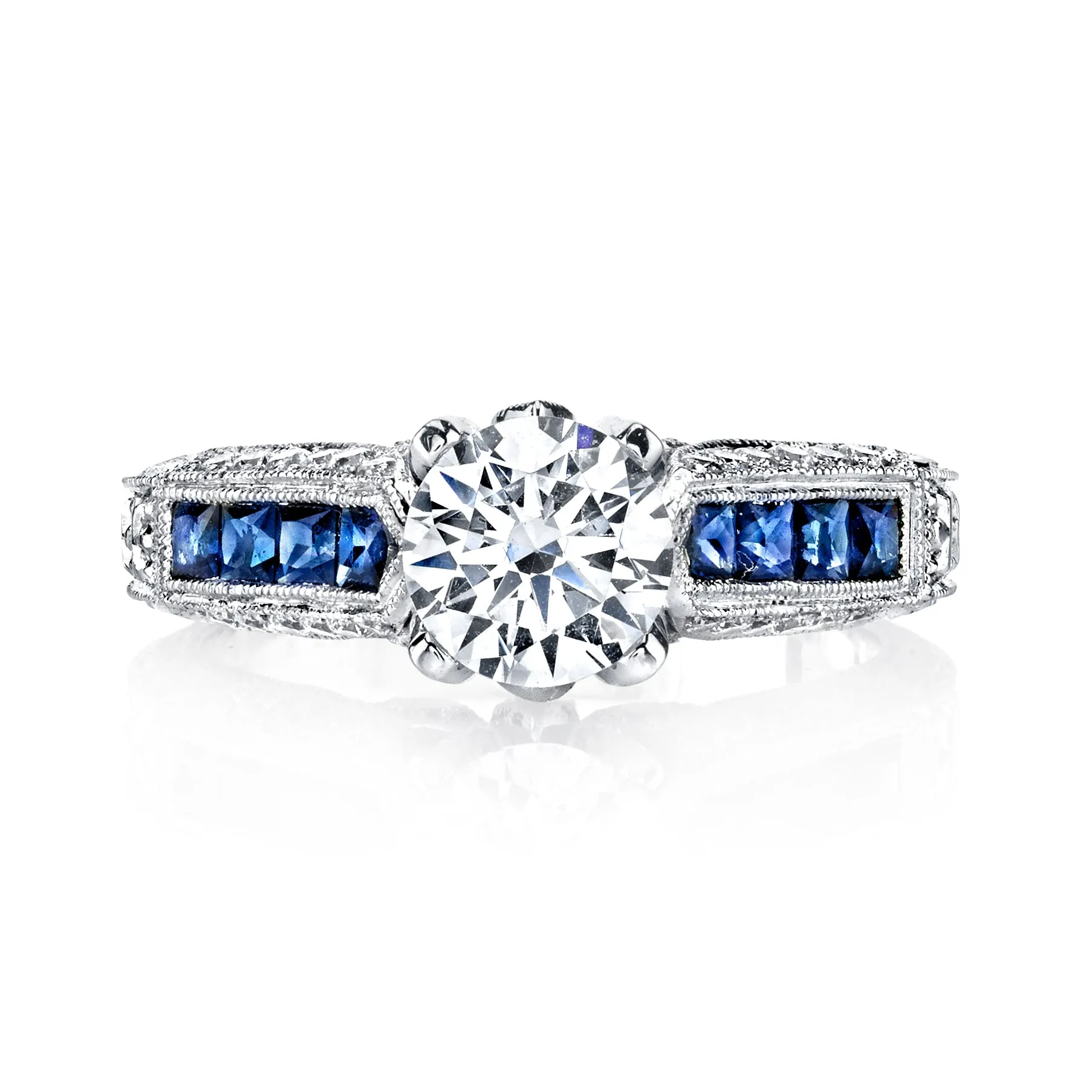 18K White Gold Diamond And Sapphire Engagement Ring