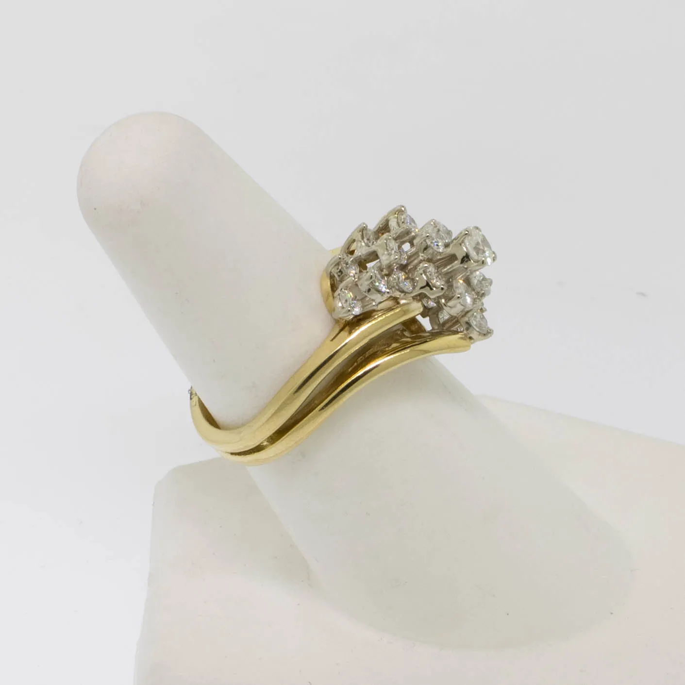 18K Yellow/White Gold Diamond Cluster Ring 1CTTW Size 6.75 Preowned Jewelry