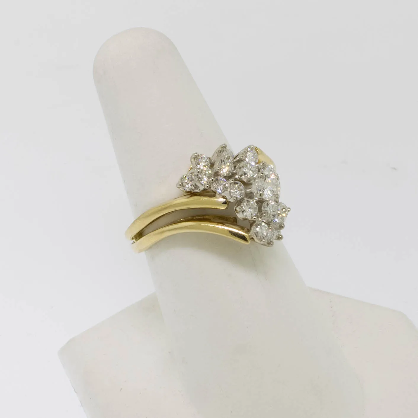 18K Yellow/White Gold Diamond Cluster Ring 1CTTW Size 6.75 Preowned Jewelry