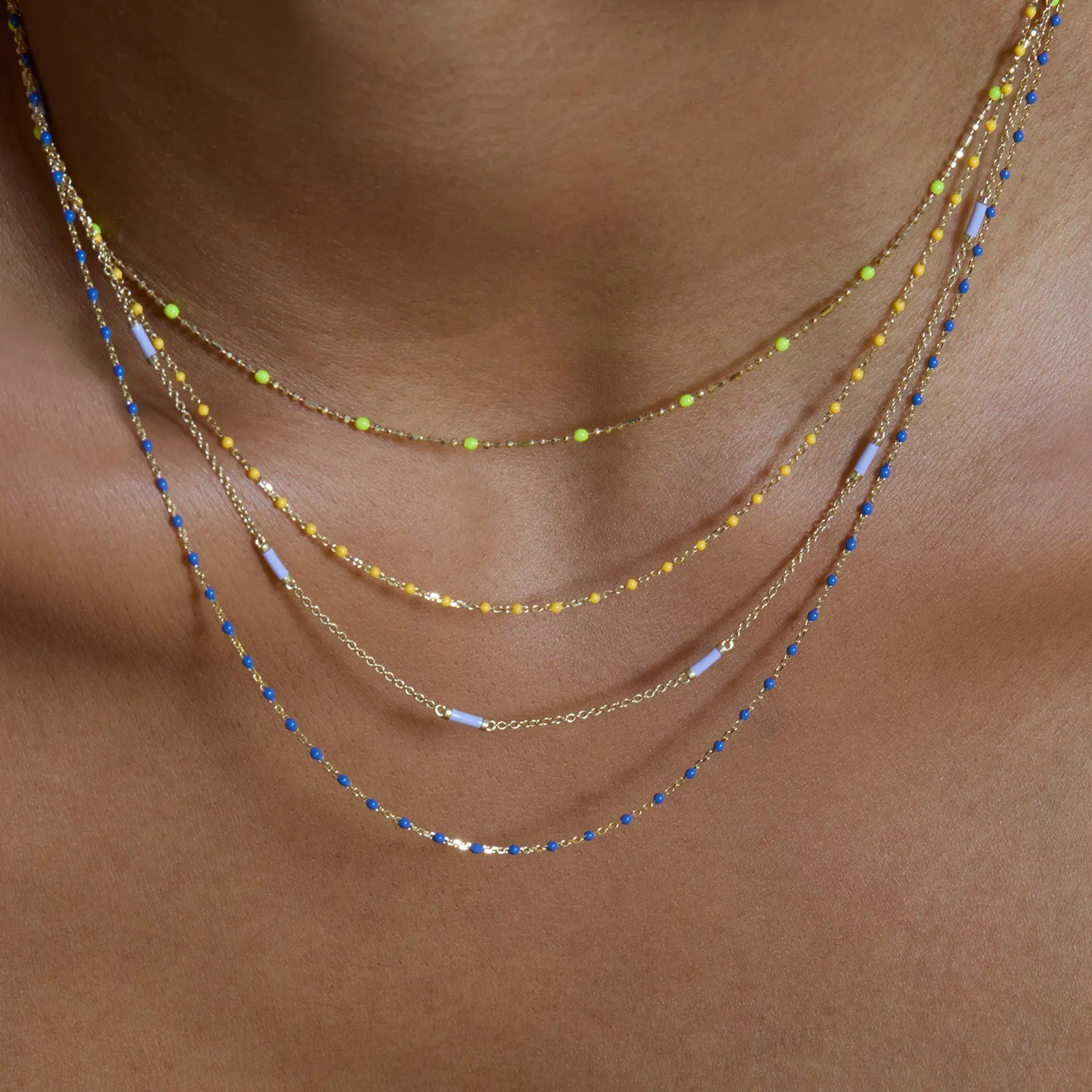 18" Lapis Tiny Dot Chain Necklace