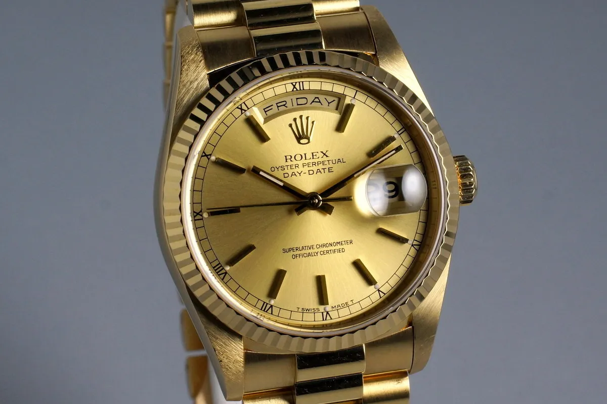 1995 Rolex YG Day-Date 18238 with Box and Papers