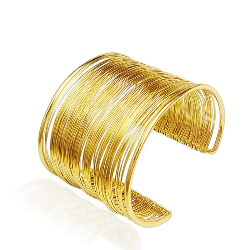 1PC High Quality Bracelet For Women Arm Ring Africa's New Opening Geometric Out Smooth Multi-layer Pattern Ring Jewelry