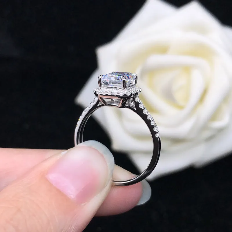 2 Carats Emerald Cut Moissanite Diamond Ring