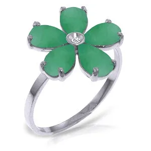 2.22 Carat 14K Solid White Gold Work Of Heart Emerald Diamond Ring