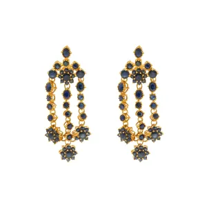 22K Yellow Gold Sapphire Rain Earrings