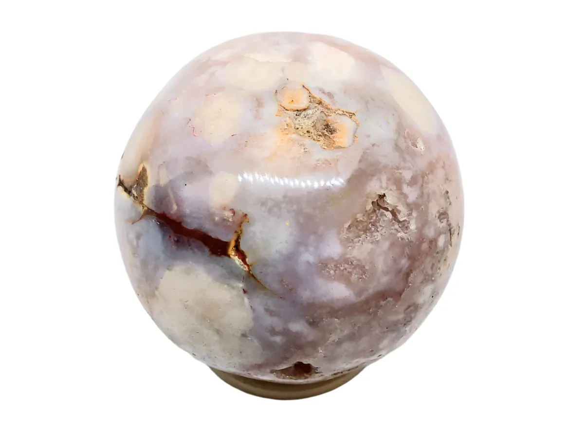 237G Pink Amethyst Flower Agate Crystal Sphere