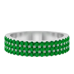 3/4 CT Pave Set Emerald Wide Eternity Band Ring