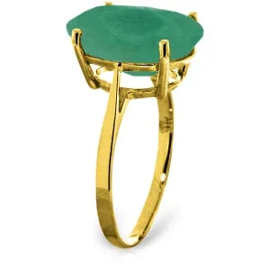 6.5 Carat 14K Solid Yellow Gold Ring Natural Oval Emerald