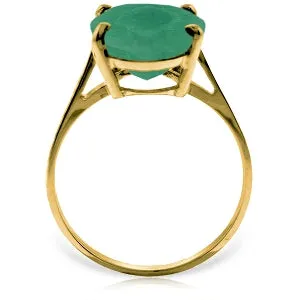 6.5 Carat 14K Solid Yellow Gold Ring Natural Oval Emerald