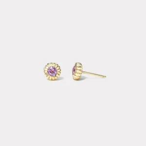 .65 Round Pink Sapphire Heirloom Bezel Stud Earrings