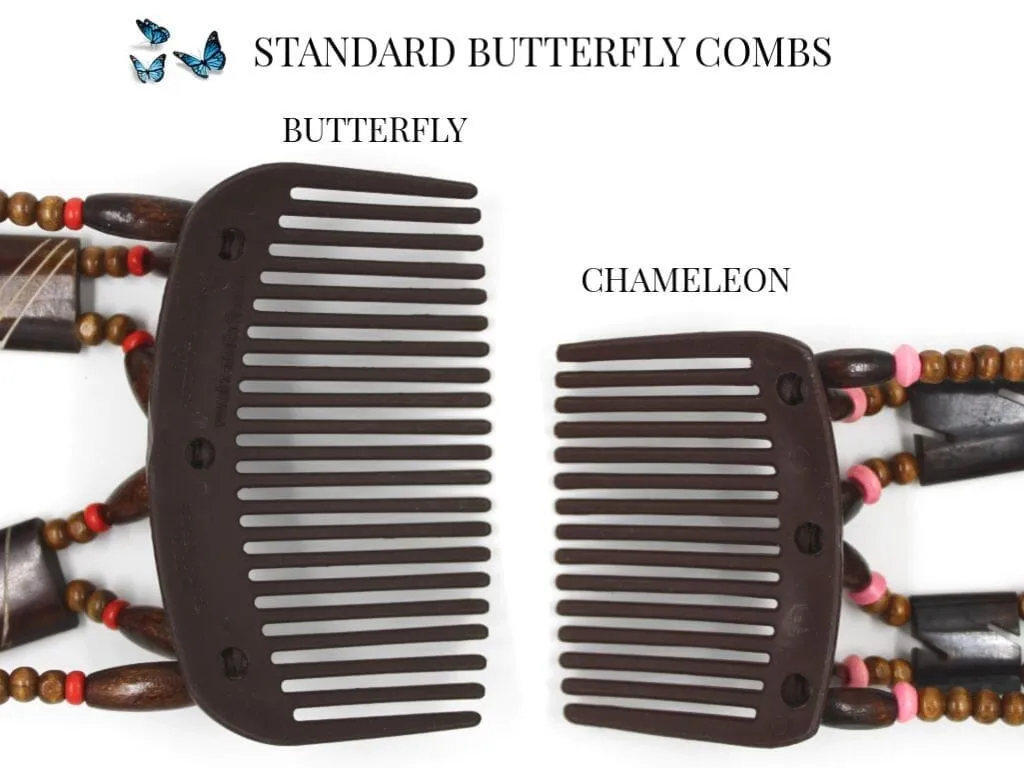 African Butterfly Thick Hair Comb - Gemstone Black 73