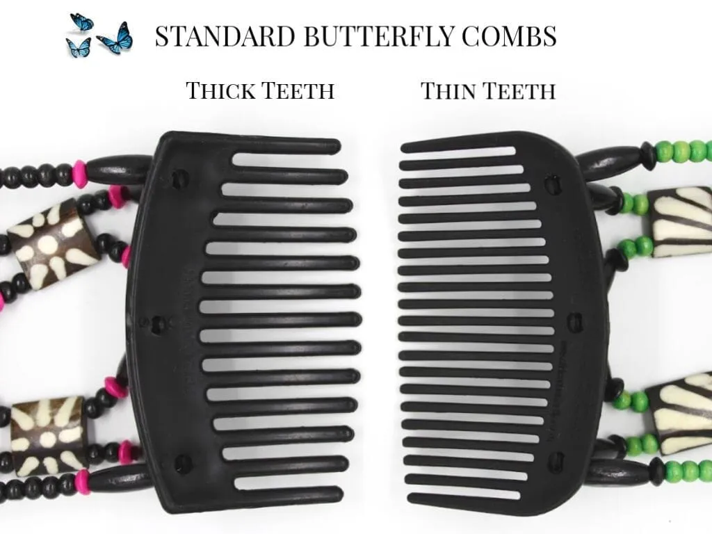 African Butterfly Thick Hair Comb - Gemstone Black 73