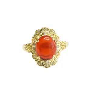 Amber Zircon Ruyi Palace Style Ring - Fortune's Favor in Sterling Silver