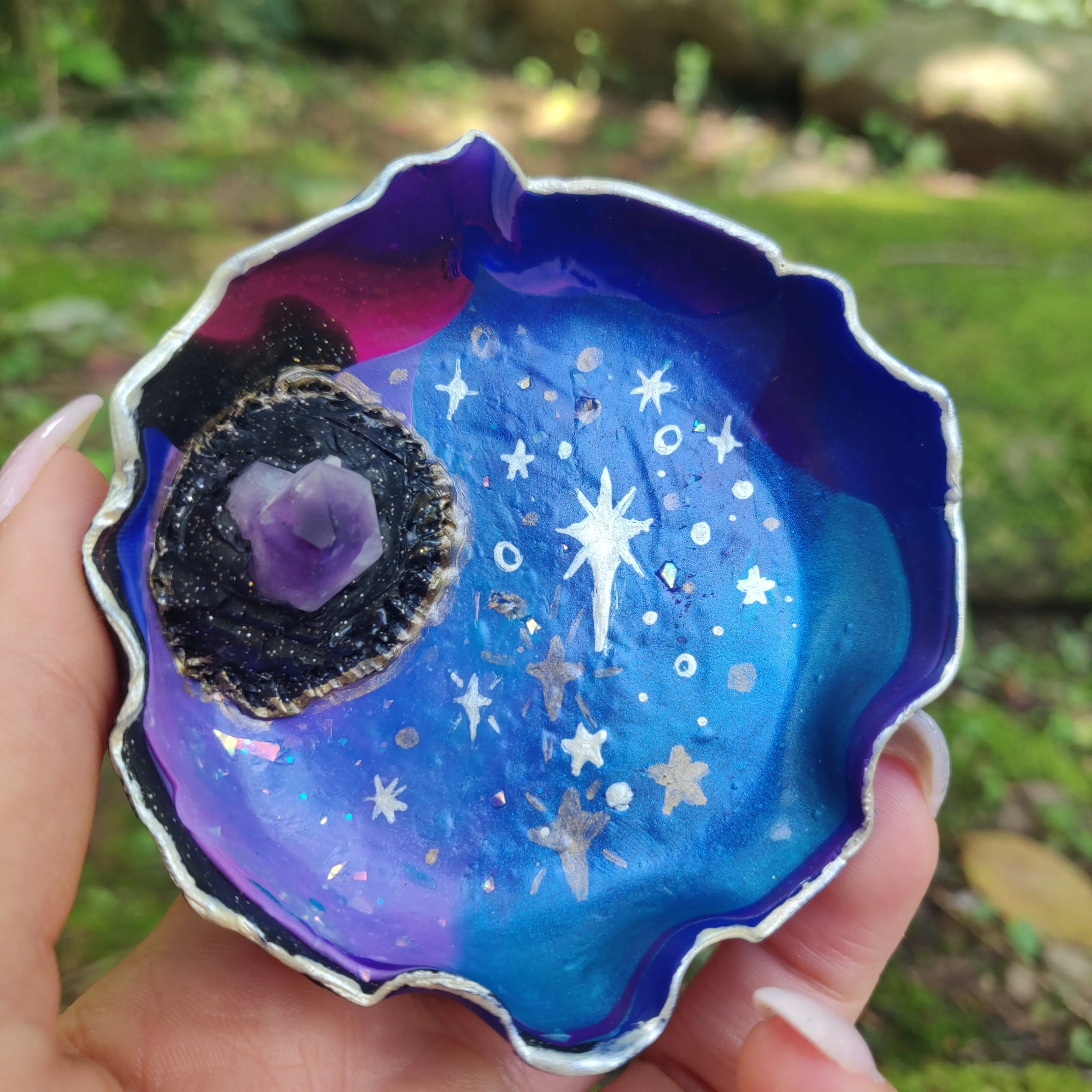 Amethyst Galaxy Polymer Clay Trinket Dish