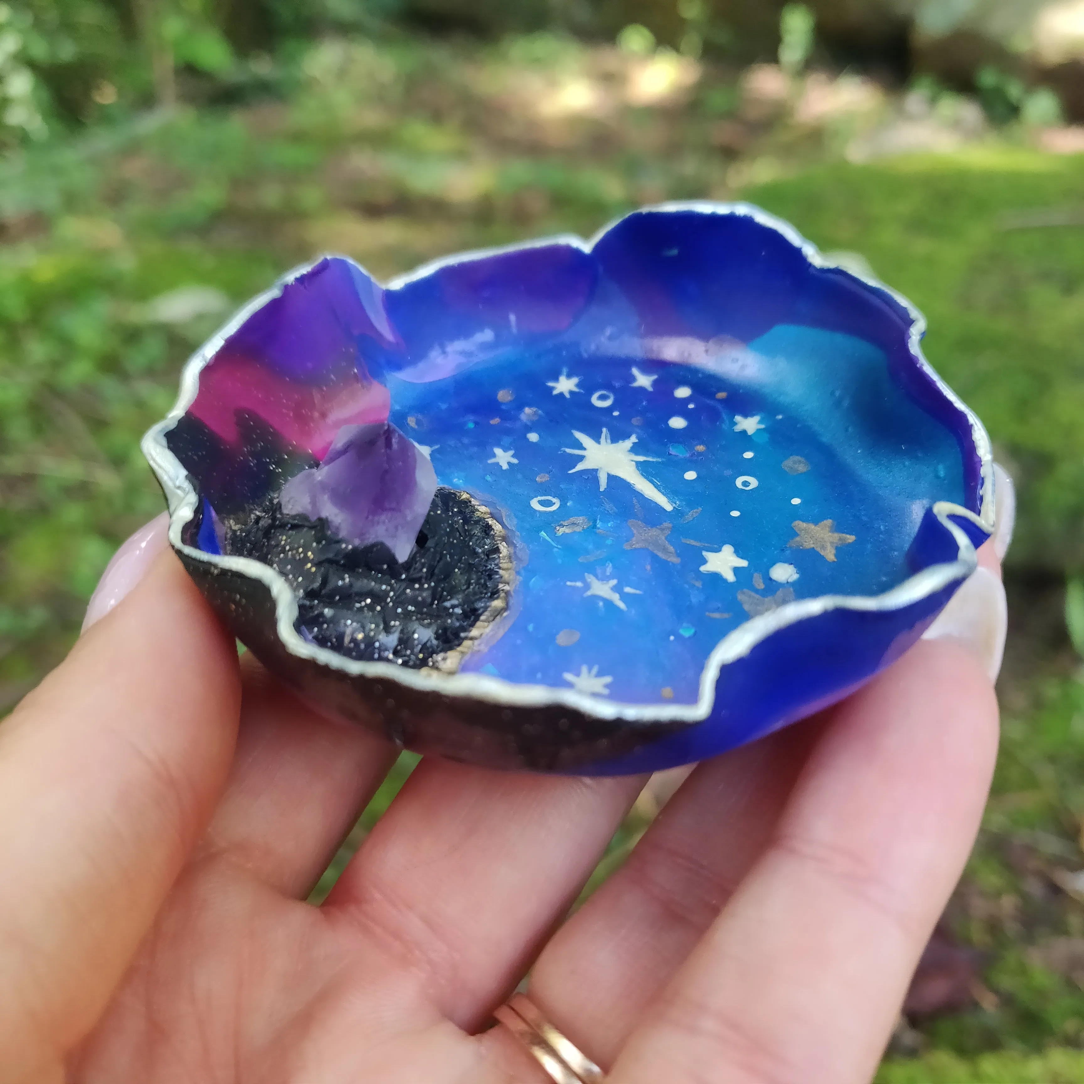 Amethyst Galaxy Polymer Clay Trinket Dish