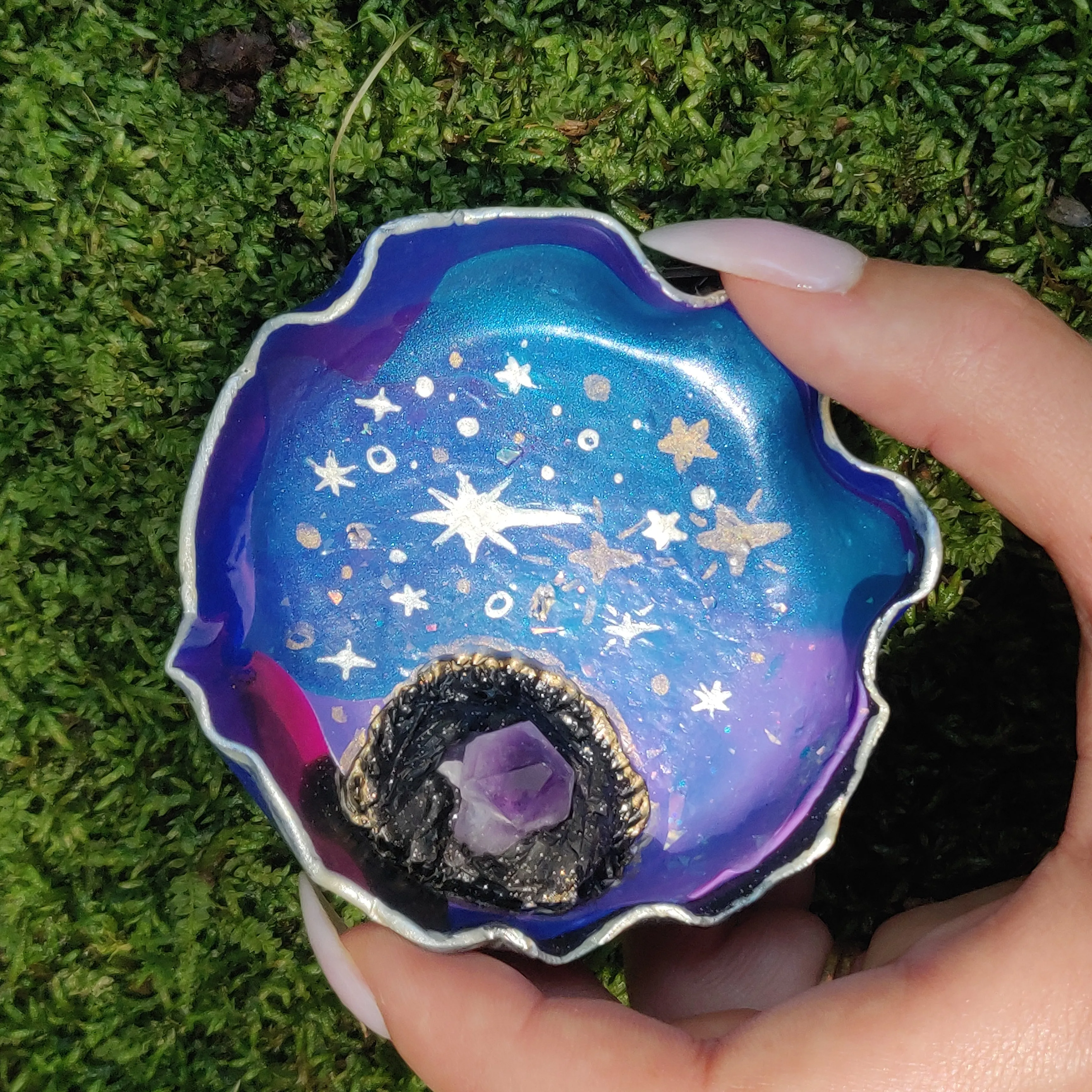 Amethyst Galaxy Polymer Clay Trinket Dish