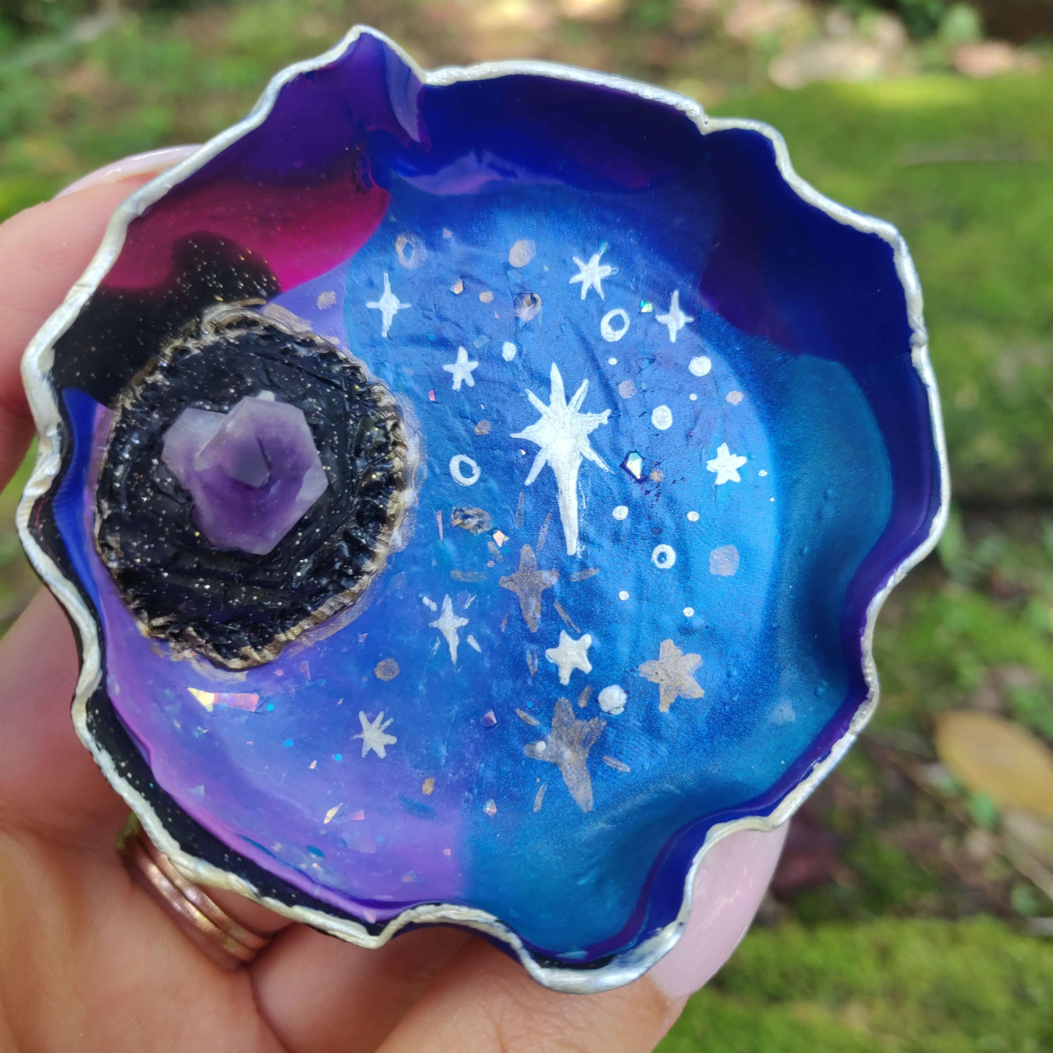 Amethyst Galaxy Polymer Clay Trinket Dish