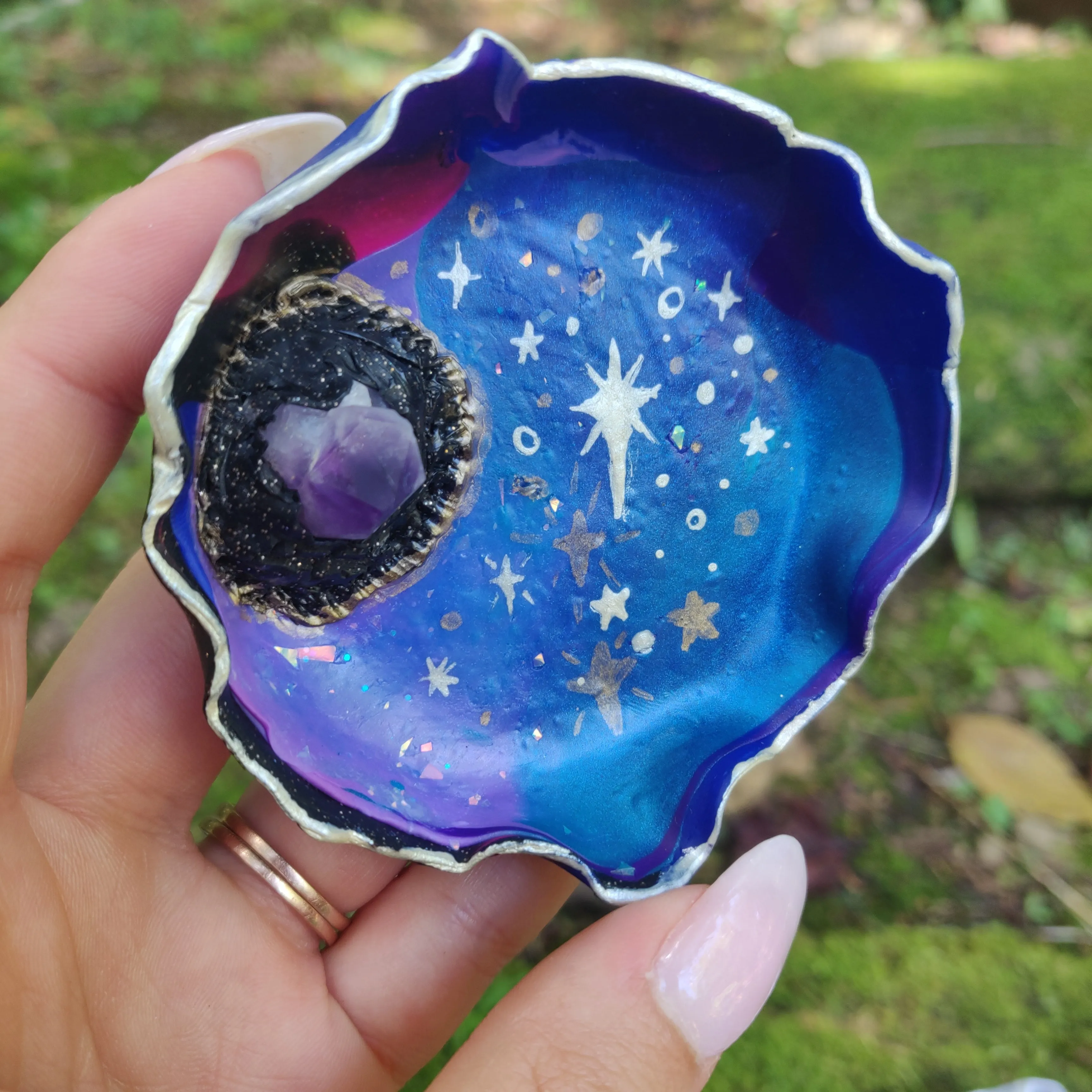 Amethyst Galaxy Polymer Clay Trinket Dish