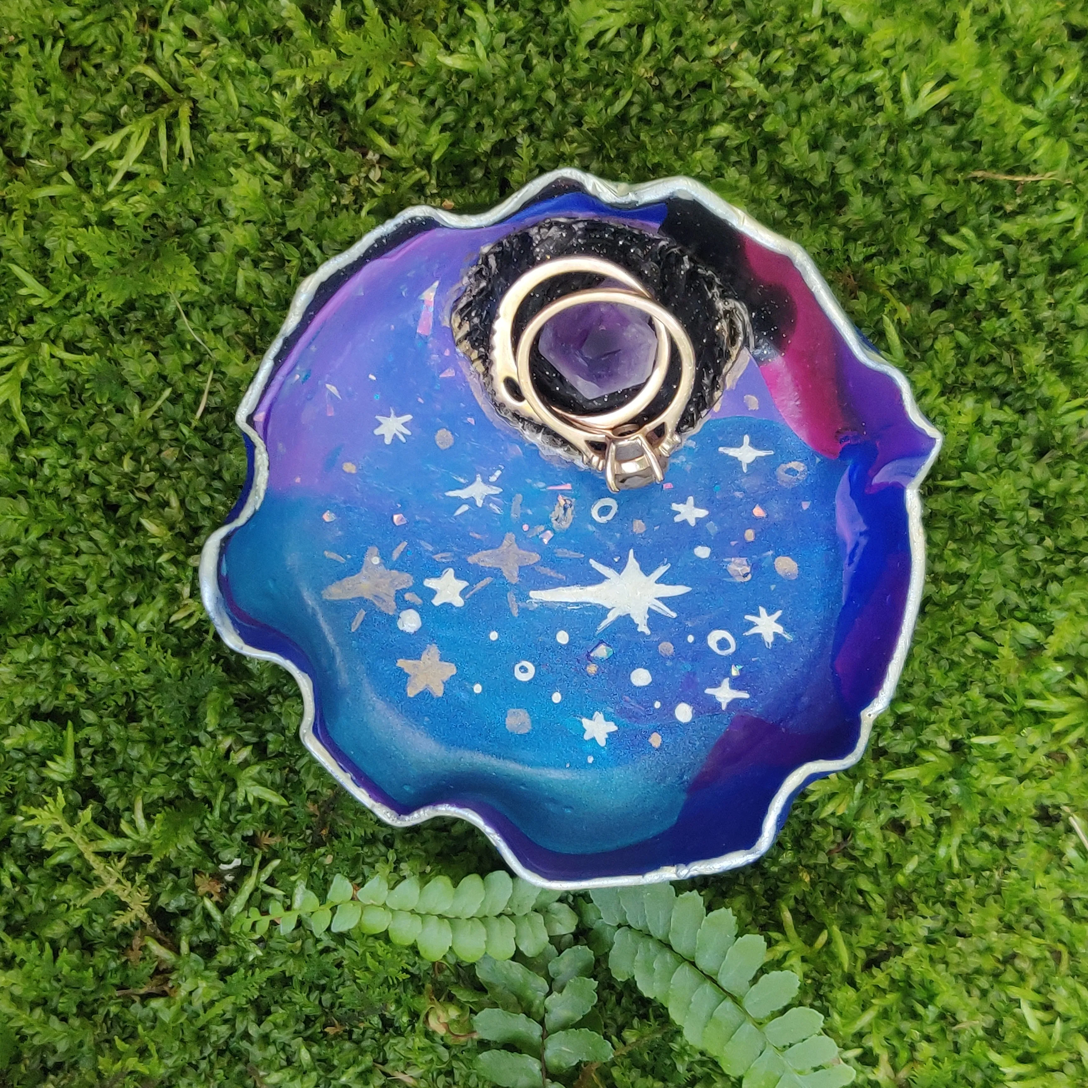 Amethyst Galaxy Polymer Clay Trinket Dish