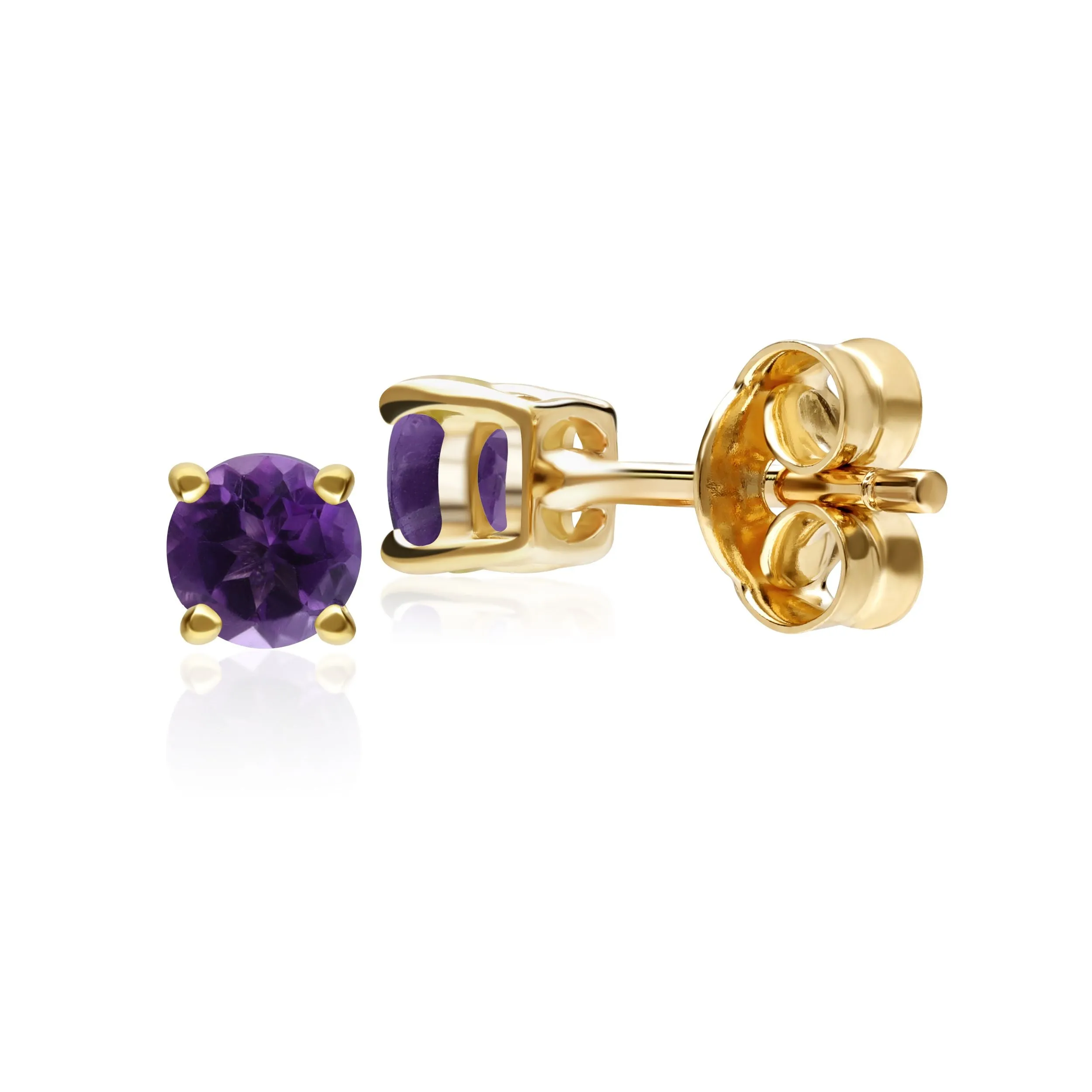 Amethyst Ohrstecker, 9 Karat Gelbgold 0.44ct ct Amethyst klassisch runde Ohrstecker Ohrringe 4.00mm